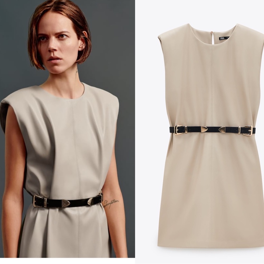 NWT ZARA BLOGGERS FAV FAUX LEATHER DRESS NO BELT